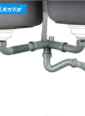 天力厨房双下水管管橱SBI柜排水管洗菜1池下水V弯防臭管GR023C07
