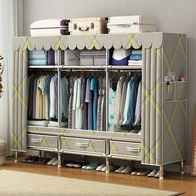 家用铝合衣金简易加柜38775粗加固钢管涤纶布简约装经济型组收纳