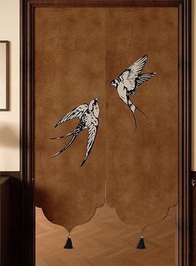 门帘隔衣断202KYK5新款高档厨房遮挡帘子生帘间柜布挂帘中古风卫