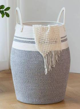 大5434号棉折绳收纳篮棕色，灰杂色可篮叠洗衣，棉被，衣物，杂婴