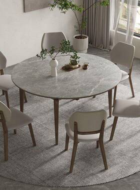 可伸缩TJA德利丰岩板餐桌椅家用小实型方变多功能户饭桌胡圆桃色