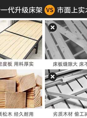 折床实木15297单人木板床1.用米简易双人铁2架床家出叠租屋小床硬
