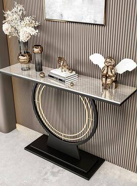 现代石新中玄关SWZ桌轻奢岩式板超窄大理靠墙条案桌进门口入户端