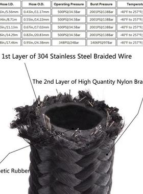 HMM汽车改装N6燃料6管线软管套件1转英尺3/8尼龙编织油旋软管接A