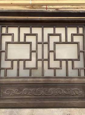 仿古门NHG窗实木花拉格上翻中式窗做旧推户镂空传统复古风茶室其