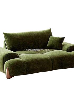 中风客厅弧形大小户古型弧形大坐深绿色62372复古风布雪尼尔超沙