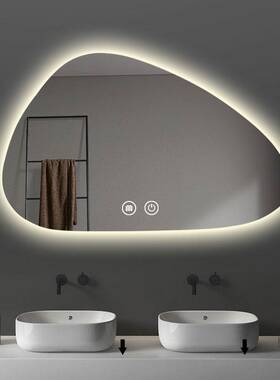6R卫生间智能镜led浴室镜不规则异形横向镜子梳妆挂墙式洗手台灯