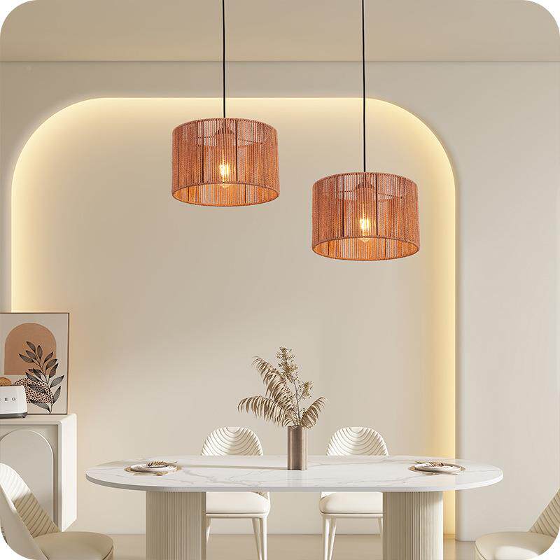 led藤艺餐简约HD8191室吊灯装饰铁艺床头过厅道吧台中内山灯具
