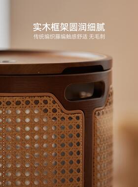 OCB家用藤圆形编脏衣篓毛毡玩带具脏服卧室杂物收纳筐盖收纳衣篮