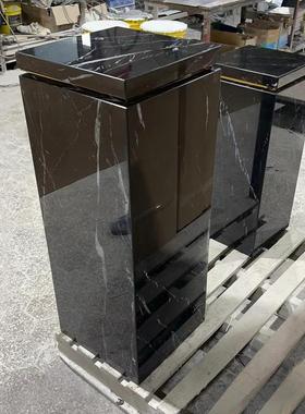 天6918-XYC理然黑白根大石摆装件底座定酒店别墅玄关饰石材柱子雕