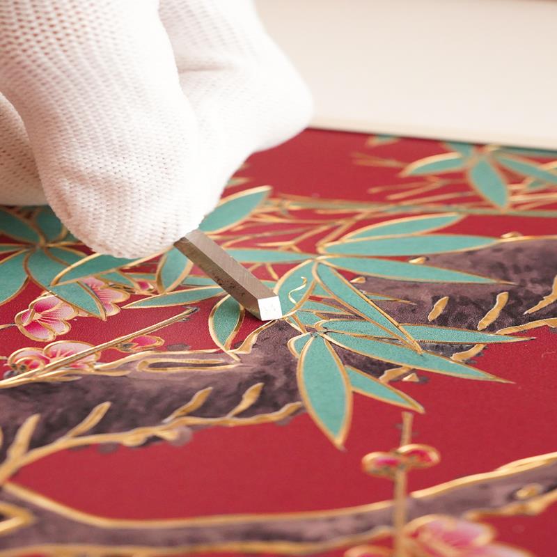 雕画眉《喜上梢》工錾刻喜庆春节过年手铜红色HN0279中式花鸟玄关