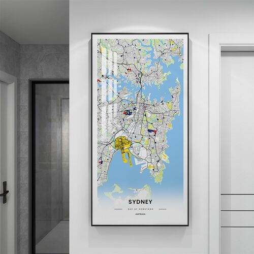 武汉LONDON城市地图餐厅客厅线描金属晶瓷定制走廊玄关落地画挂画