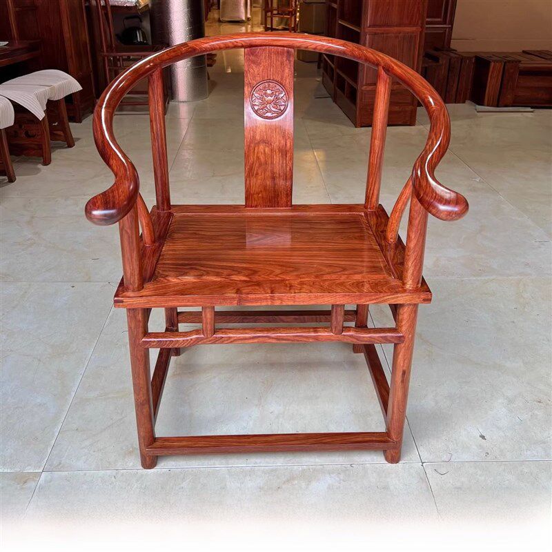 红木圈椅刺猬紫檀圈椅花梨木三件套单人办公休闲椅实木中式太师椅