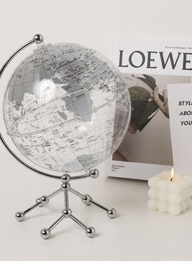 创意透明地球仪摆件办公室桌面书房家居客厅酒柜饰品摆设学习教具