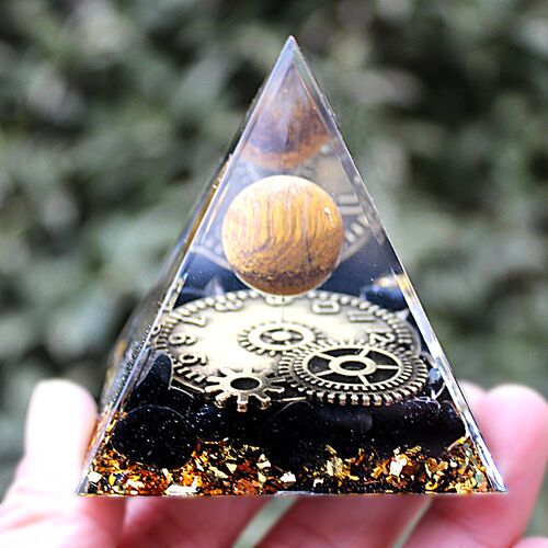 工厂货源水晶球黑曜石碎石金字塔装饰树脂滴胶工艺品车载桌面摆件