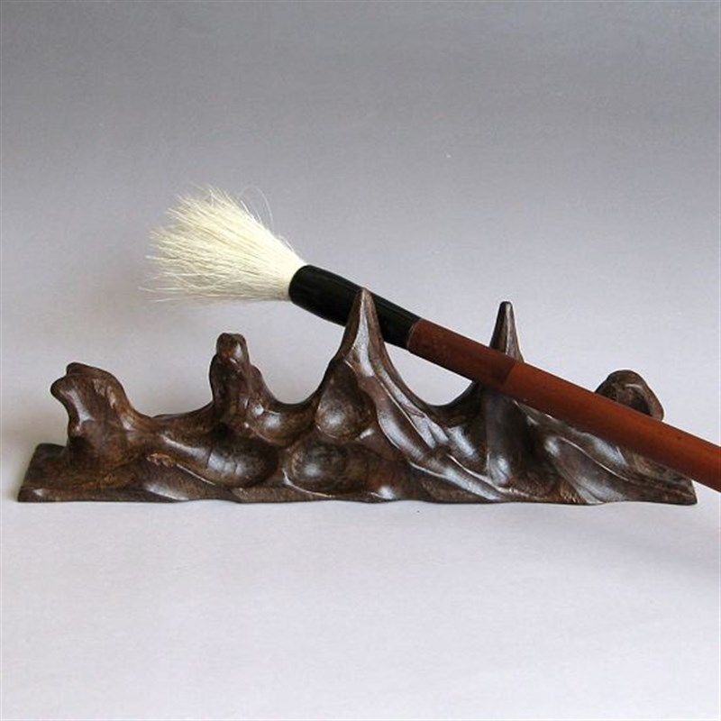 雅轩斋红木随形毛笔搁 笔架 五指山形笔搁毛笔架笔山笔架山搁笔