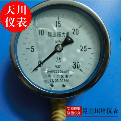 耐震抗震防震油压膜盒压力表YNE-100上海天川仪表KPA微压表