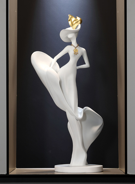 现代创意雕塑人物摆件落地高档大堂客厅玄关电视柜沙发旁艺术摆件