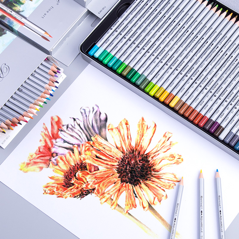 马可水溶性彩色铅笔48色72色油性彩铅专业手绘涂色填色彩笔套装