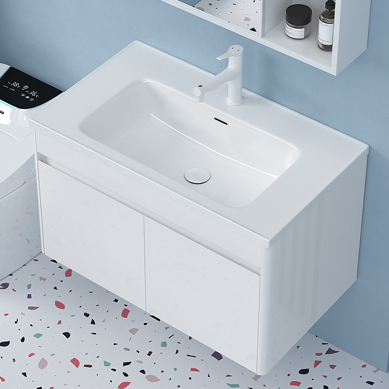 美森达防水不锈钢浴室柜白色洗脸洗手盆组合洗漱台简约卫生间304