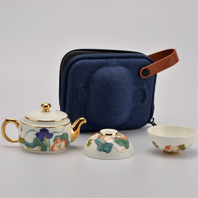 永丰源幸福和鸣4头1壶2杯出差外出旅行茶具 便携包 快客杯 礼盒装