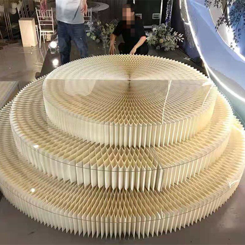 婚庆道具折叠圆舞台婚礼T台瓦楞纸折纸展示台橱窗美陈装饰摆件