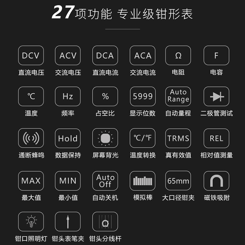 钳形表数字万用表高精度防烧交直流数显电流表钳表全自动多功能