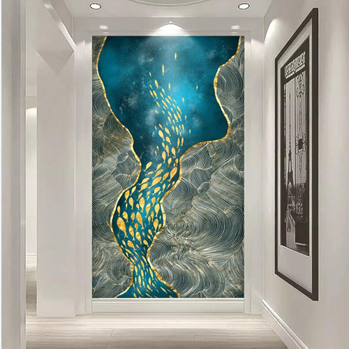8D现代简约进门入户玄关立体背景墙壁纸5D墙墙纸走廊过道装饰画