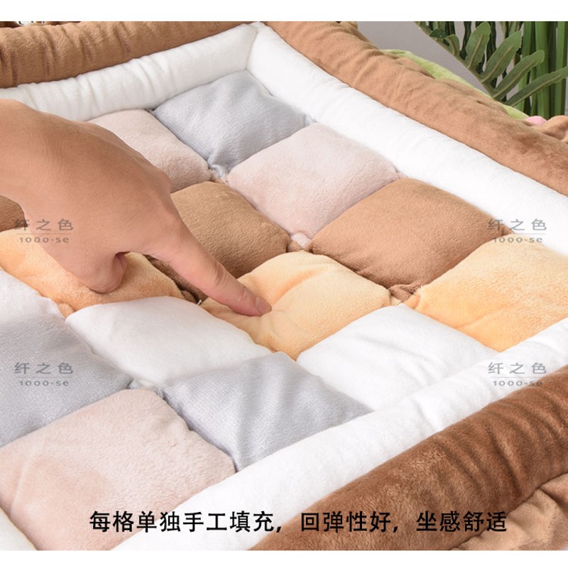 韩式拼布格子坐垫加大加厚毛绒家用椅子办公室垫汽车座垫防滑