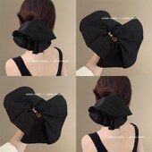 复古氛围感公主落难大肠发圈旅行头绳 超大号黑色发圈 法式 风情