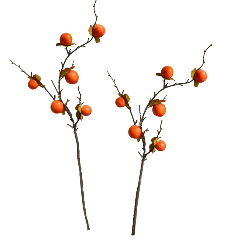 仿真柿子串浆果红果假花摆设客厅餐桌装饰品插花艺干枝树枝小植物