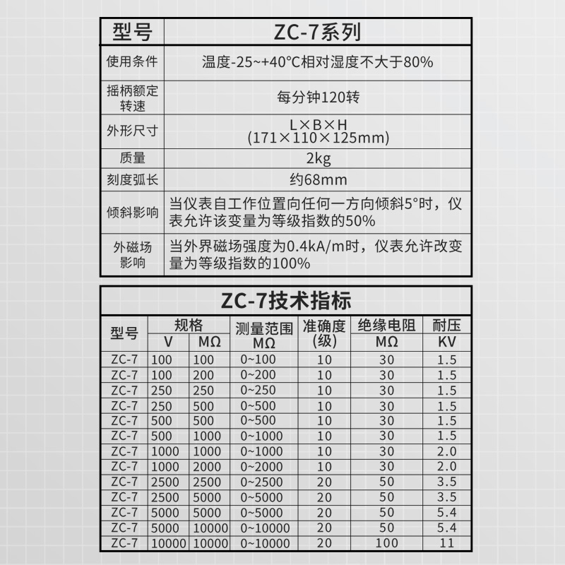 梅格牌zc-7摇表1000v兆欧表0v摇表 电工 高精度绝缘电阻测试仪