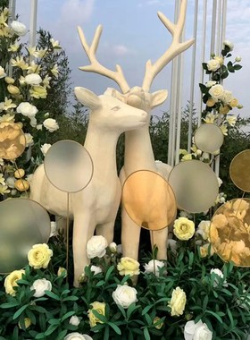 婚庆道具白鹿梅花鹿精灵小鹿婚礼背景装饰品舞台迎宾区场景布置