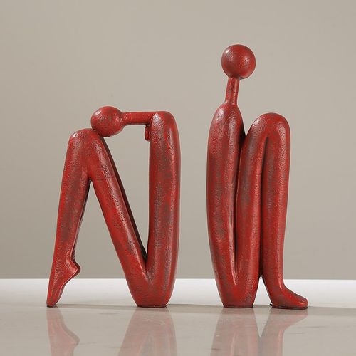 现代简约圆头火柴人树脂抽象摆件客厅玄关装饰品样板间博古架摆设