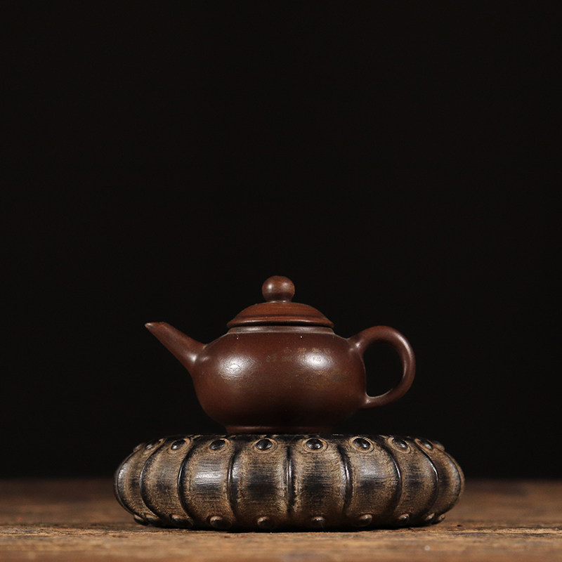 仿古石雕天然青石手工多棱石鼓民俗茶席装饰底座杯垫中式怀旧摆件