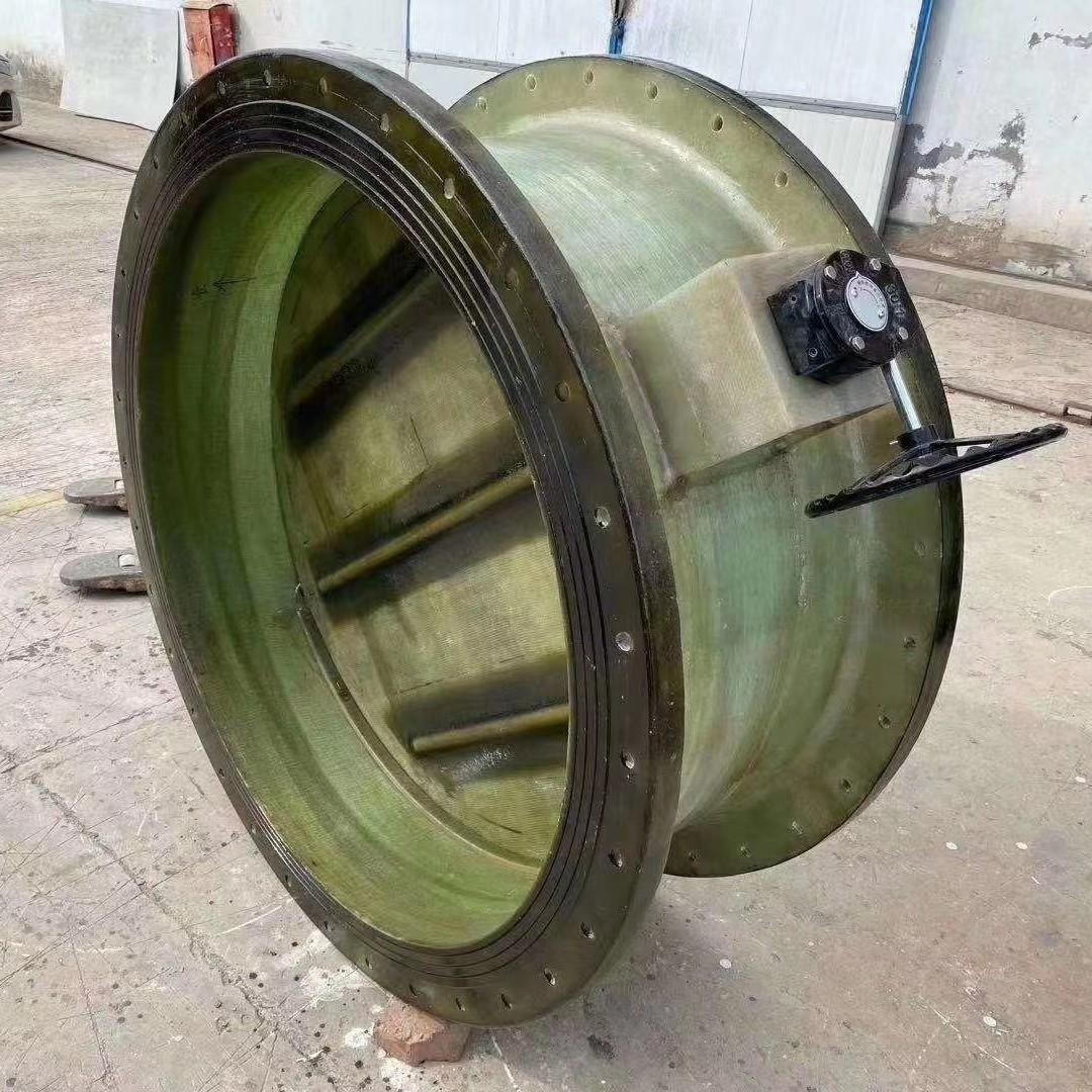 玻璃钢风阀手动涡轮法兰式通风管道连接电动蝶阀