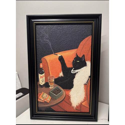 猫猫的下午茶现代简约客厅装饰画沙发背景墙挂画