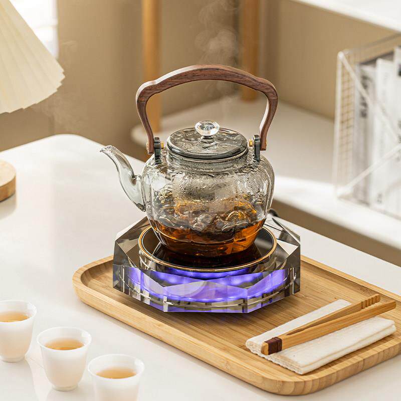 高档水晶玻璃电陶炉煮茶器烧水壶围炉煮茶壶电热茶炉套装家用小型