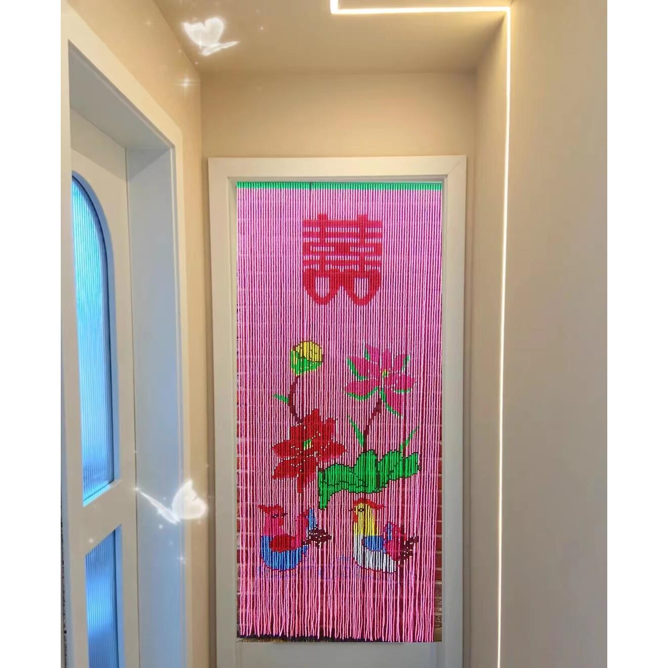 新款纯手工门帘玄关隔断珠帘挂帘家用屏风化妆室装饰帘成品