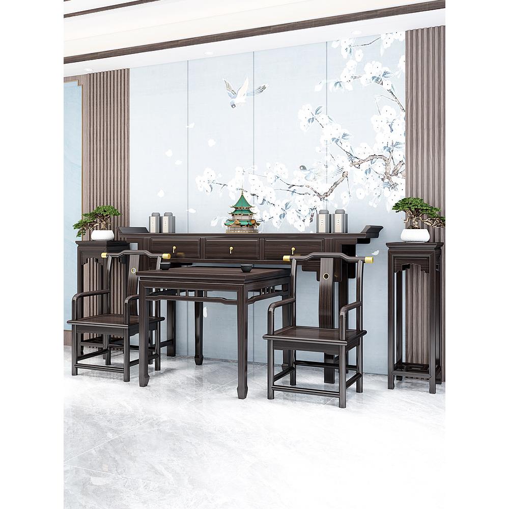 新中国风中式堂六件套,全实木条纹桌,拜桌,佛桌,简易抬头桌,
