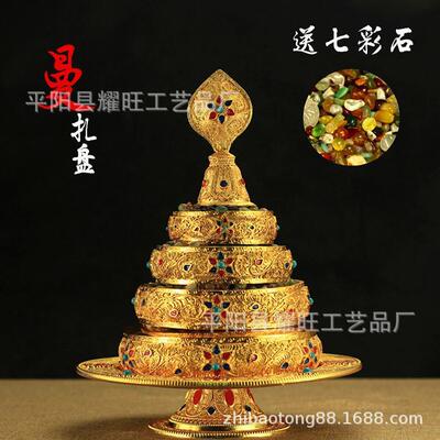 法器 彩绘合金供修曼扎盘 曼达盘 供曼茶罗 大号