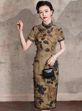 2024夏季新款复古改良铜氨丝旗袍中式女短款150矮小个子可穿端