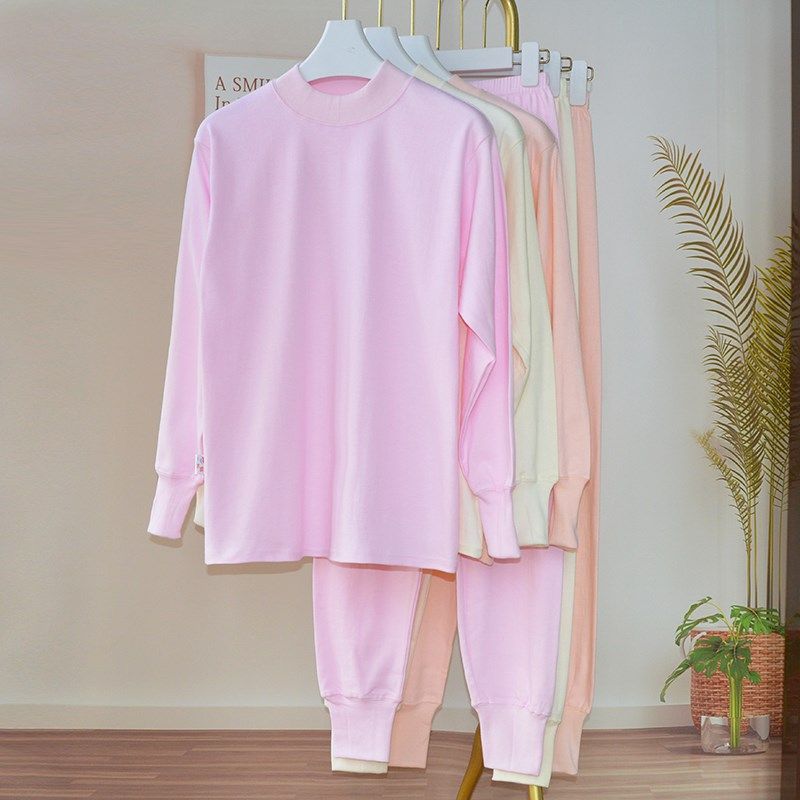 女士秋衣秋裤中领100%纯棉基础保暖内衣低领全棉中老年棉毛衫套装,女士内衣/男士内衣/家居服,保暖套装,淘宝优惠券,粉丝福利购,淘宝优惠卷