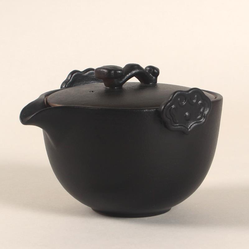 清仓特卖10m古l黑釉瓷茶壶功夫手抓壶茶具套OXZ装家用泡陶茶8壶覆