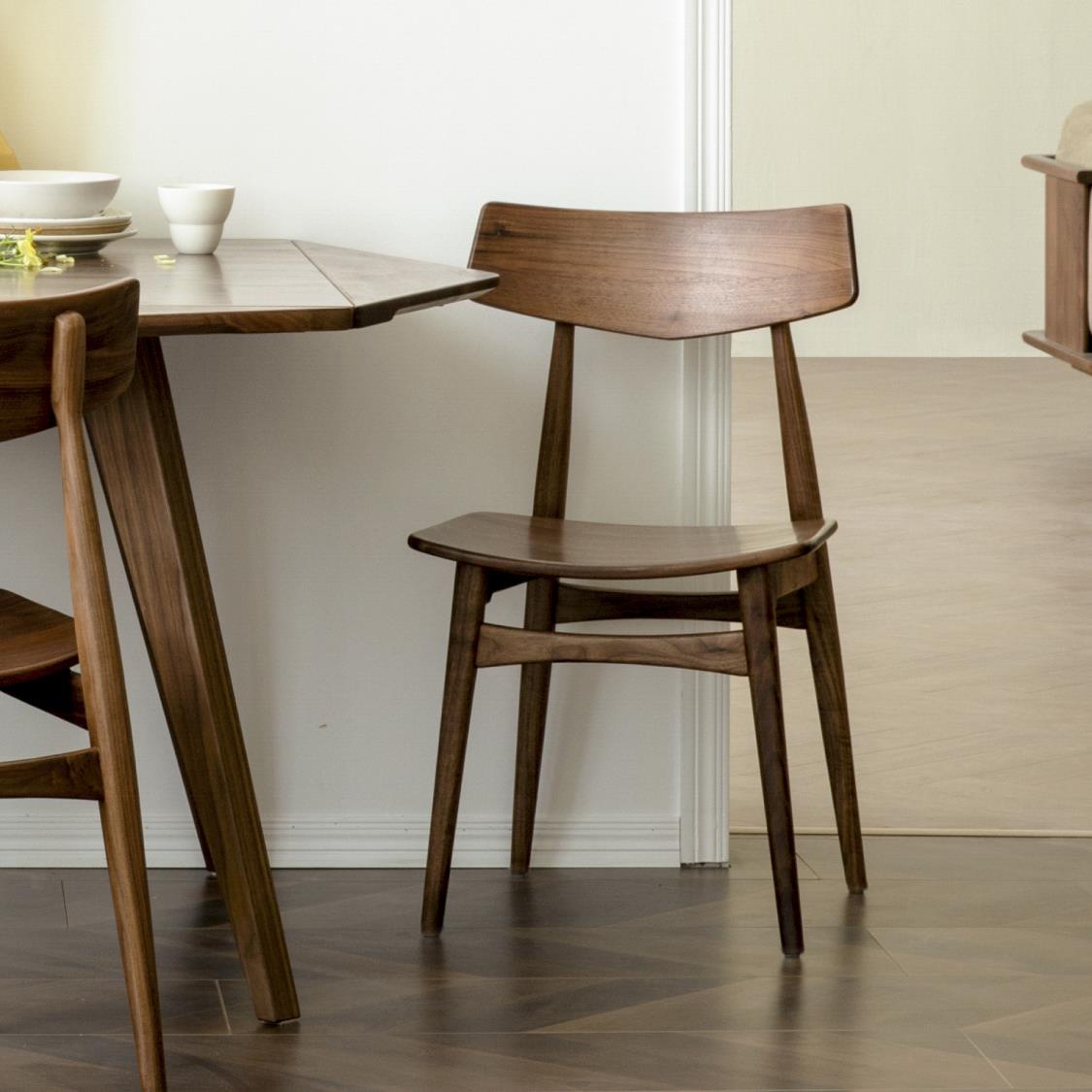 物应实SS31椅木餐北欧家用靠背椅书木桌原木餐厅餐椅桌椅子黑胡桃