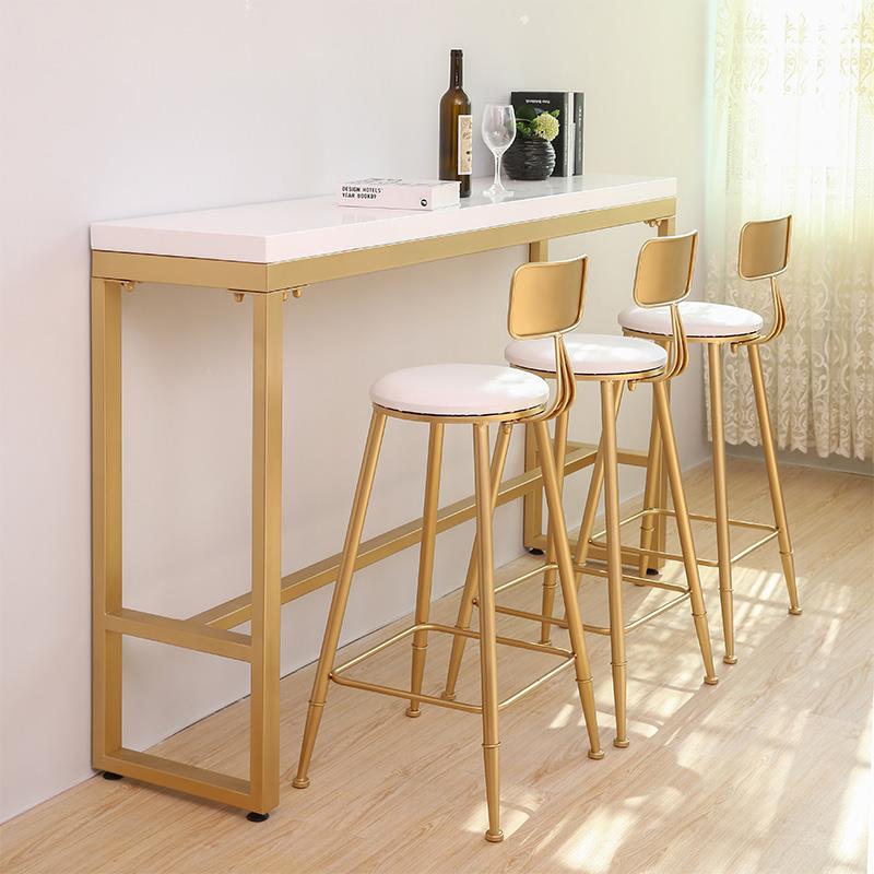 实木吧台桌椅合咖啡厅奶茶组店长条桌用墙酒铁结构吧台靠家高脚桌