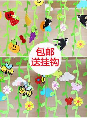 幼儿园教室走廊环境布置墙面装饰创意商场吊饰挂饰柳条燕子花挂件