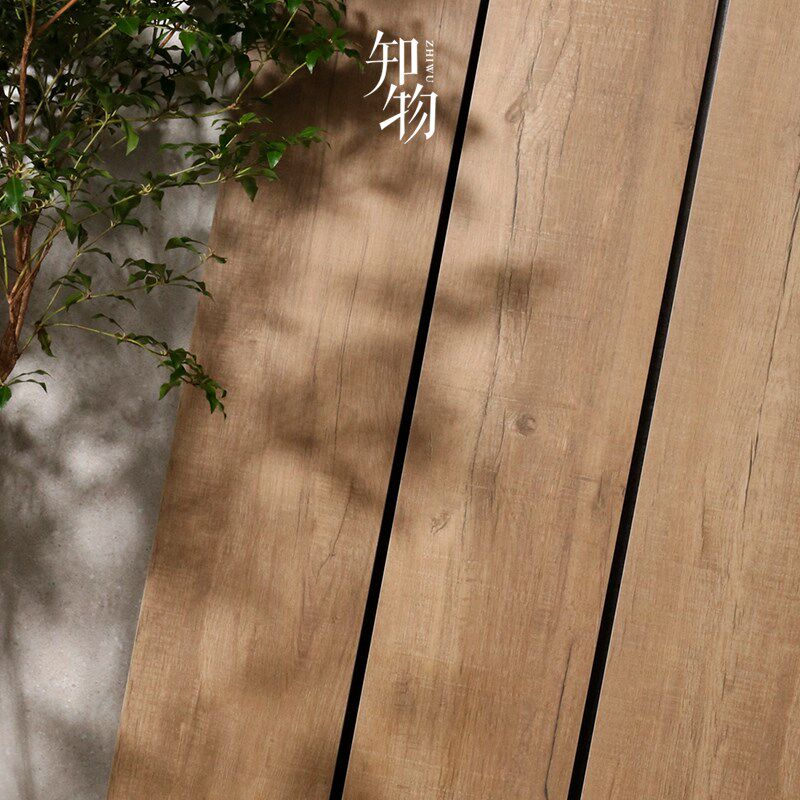 中古风木纹砖做旧复古木地板砖客餐厅书房卧室地砖焦糖色原木瓷砖