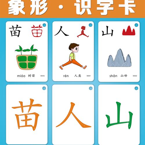 儿童汉字看图识字卡片幼儿认字卡早教启蒙象形认知卡3-6岁3000字