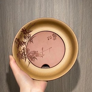 紫砂壶承干泡台手工养壶托盘茶道零配件精品干泡茶盘壶垫 独钓